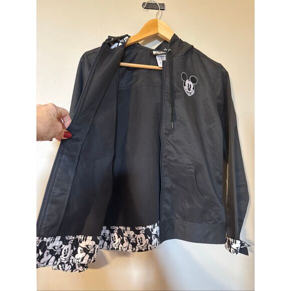 Disney Parks Women's Size S Mickey Hooded Windbreaker Jacket Black Mouse Ears - Picture 12 of 14